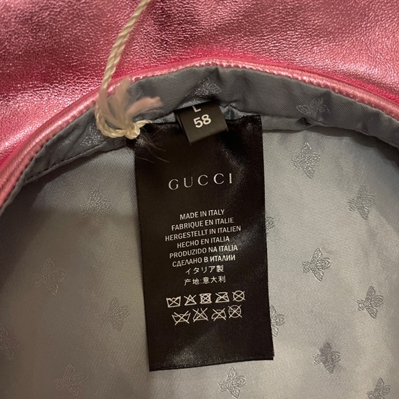 GUCCI CAPPELLO DONNA NAPPA METALLIC LEATHER BERET. SIZE L. - Picture 3 of 3